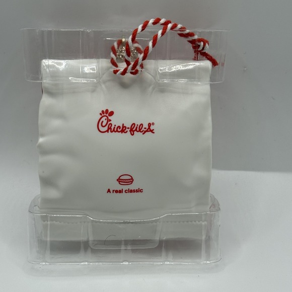 Chick-fil-A Chicken Sandwich Foil Bag Christmas Ornament Bauble White 2024 - Picture 4 of 4